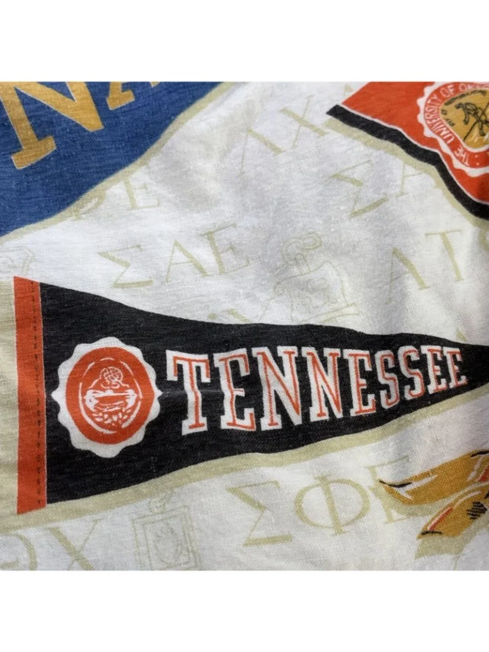 Vtg 70’s Sears Roebuck College Football Fraternity Bedspread Coverlet 58” X 80” - Picture 7 of 11